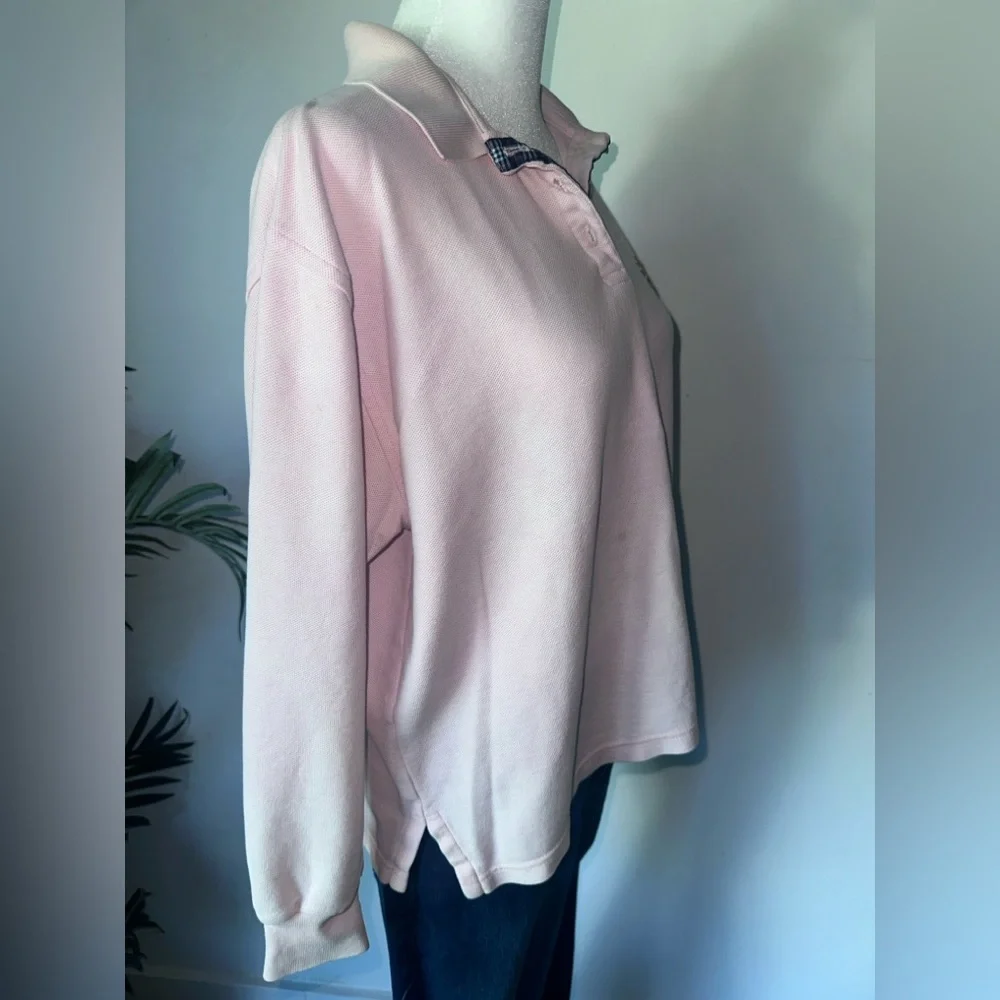 Vintage Burberrys Unisex Pink Long Sleeve Button Down Collared T-Shirt size M - Picture 3 of 5